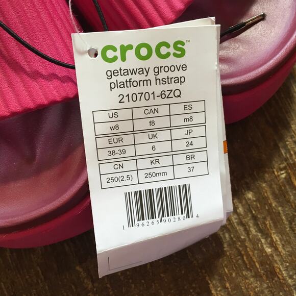 NEW Crocs Getaway Groove Platform H Strap Sandal Womens 8 Dragonfruit Pink Shoe - Picture 7 of 8